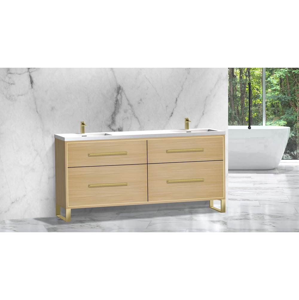 Madeli - Madeli Pinnacle 72'' Free standing Vanity Cabinet in Natural Oak/HW: Polished Nickel(PN) - Natural Oak With Polished Nickel