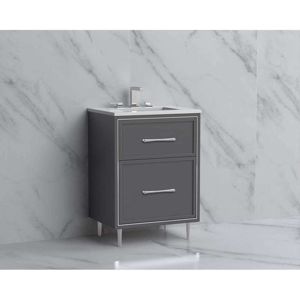 Madeli - Madeli Profile 24'' Free standing Vanity Cabinet in Studio Grey/HW: Handles/Feet in Polished Nickel(PN) - Studio Gray With Polished Nickel