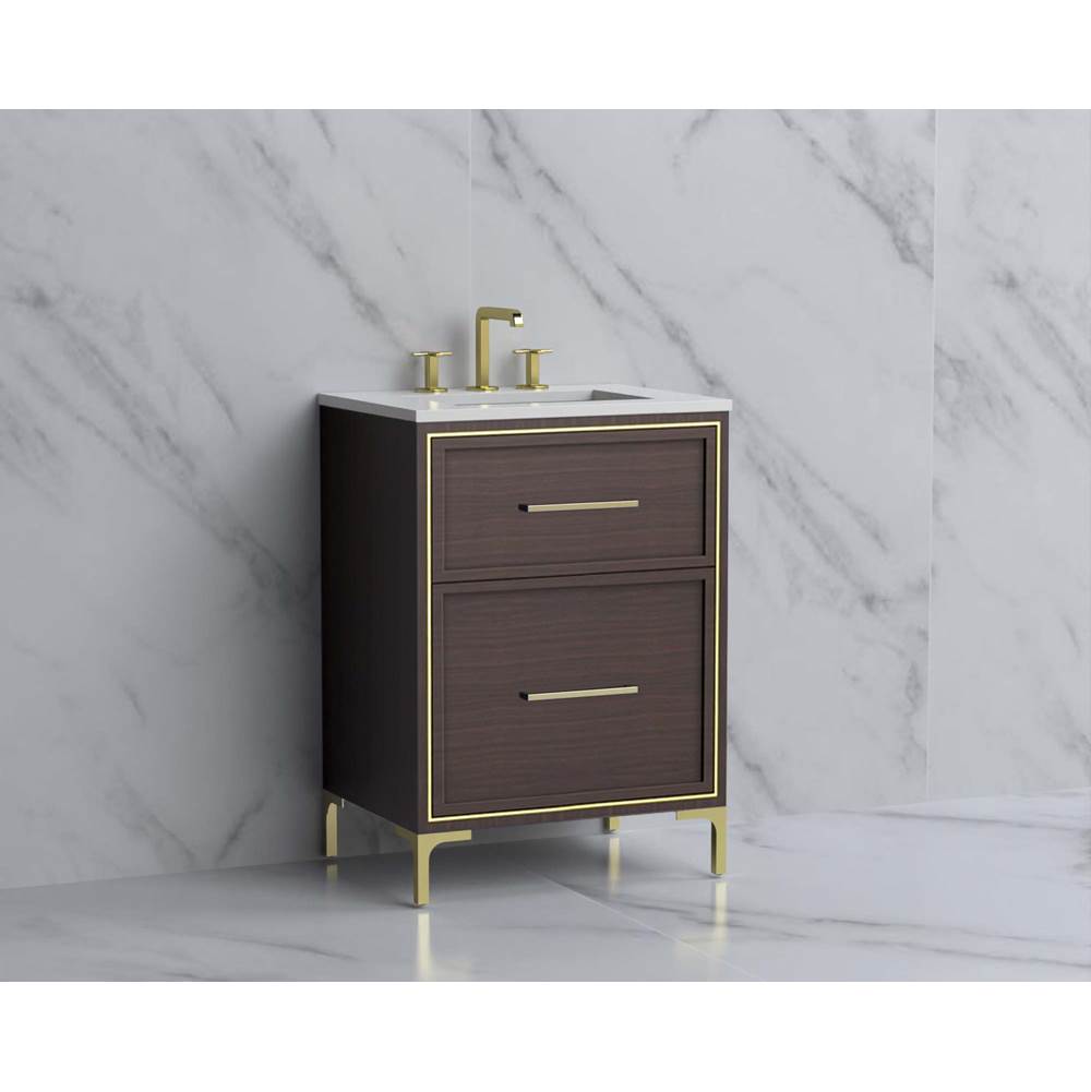 Madeli - Madeli Profile 24'' Free standing Vanity Cabinet in Walnut/HW: Handle & Feet Matte Black(MB) - Walnut With Matte Black