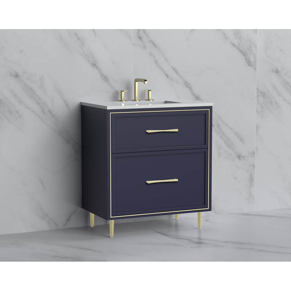 Madeli - Madeli Profile 30'' Free standing Vanity Cabinet in Sapphire/HW: Handle & Feet Brushed Nickel(BN) - Sapphire With Brushed Nickel
