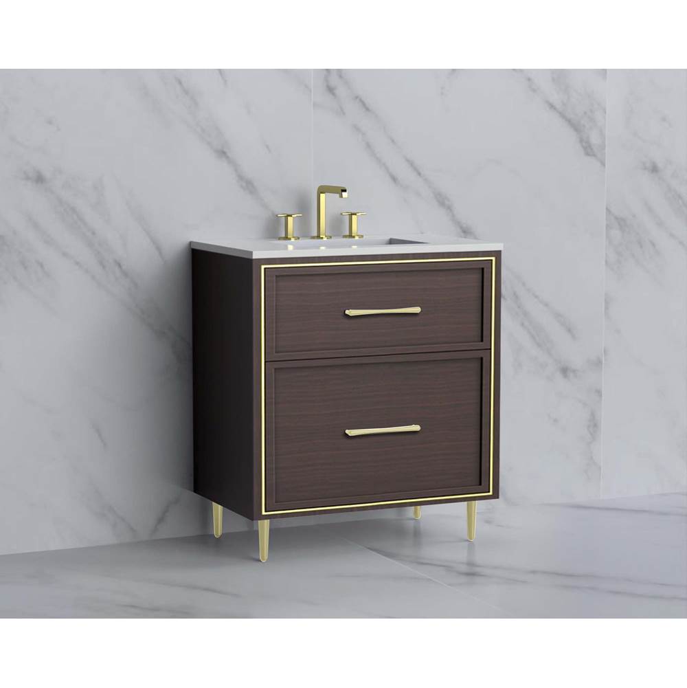 Madeli - Madeli Profile 30'' Free standing Vanity Cabinet in Walnut/HW: Handle & Feet Matte Black(MB) - Walnut With Matte Black