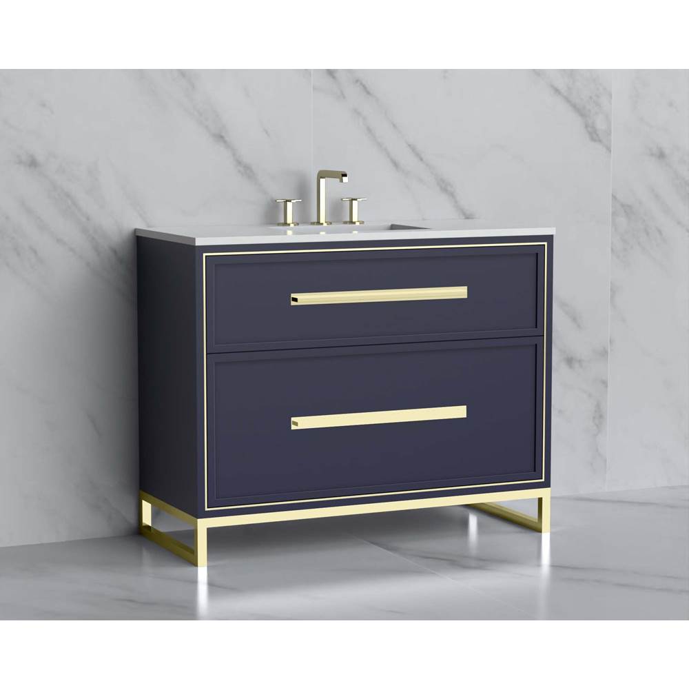 Madeli - Madeli Profile 42'' Free standing Vanity Cabinet in Sapphire/HW: Handle & Feet Polished Chrome(PC) - Sapphire With Polished Chrome