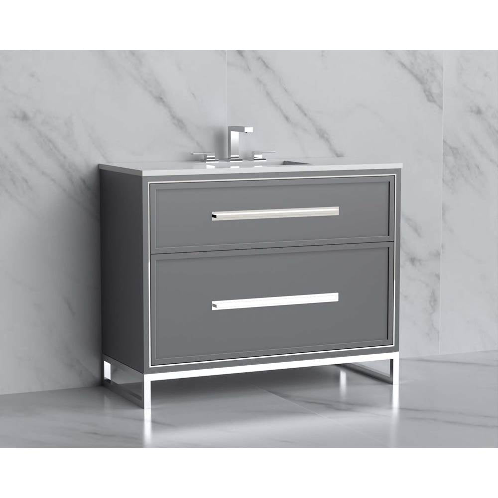 Madeli - Madeli Profile 42'' Free standing Vanity Cabinet in Studio Grey/HW: Handle & Feet Matte Black(MB) - Studio Gray With Matte Black