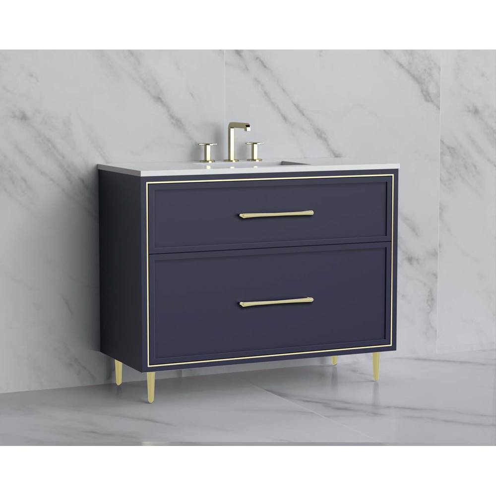 Madeli - Madeli Profile 42'' Free standing Vanity Cabinet in Sapphire/HW: Handle & Feet Brushed Nickel(BN) - Sapphire With Brushed Nickel