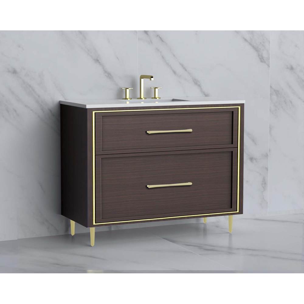 Madeli - Madeli Profile 42'' Free standing Vanity Cabinet in Walnut/HW: Handle & Feet Polished Nickel(PN) - Walnut With Polished Nickel