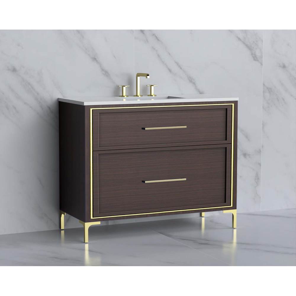 Madeli - Madeli Profile 42'' Free standing Vanity Cabinet in Walnut/HW: Handle & Feet Polished Chrome(PC) - Walnut With Polished Chrome
