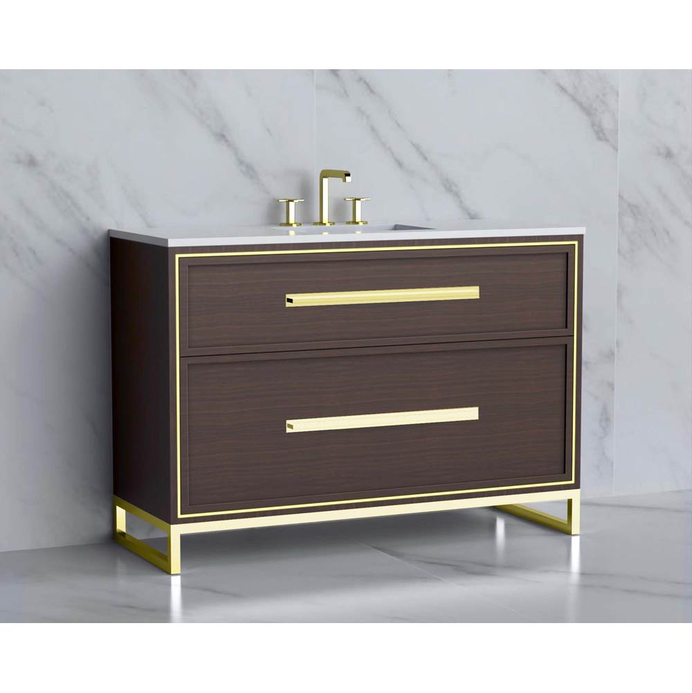 Madeli - Madeli Profile 48C'' Free standing Vanity Cabinet in Walnut/HW: Handle & Feet Matte Black(MB) - Walnut With Matte Black