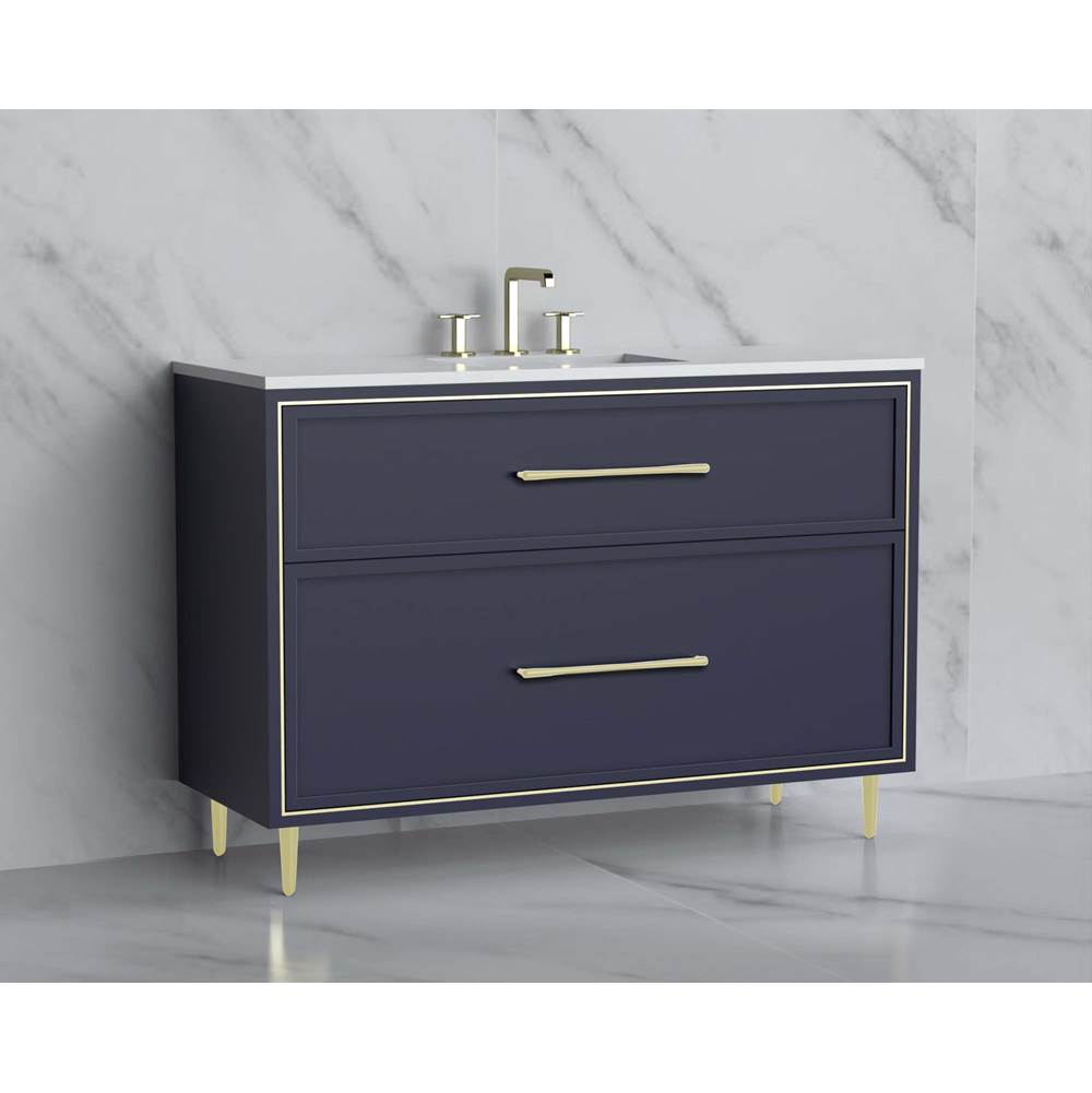 Madeli - Madeli Profile 48C'' Free standing Vanity Cabinet in Sapphire/HW: Handle & Feet Brushed Nickel(BN) - Sapphire With Brushed Nickel