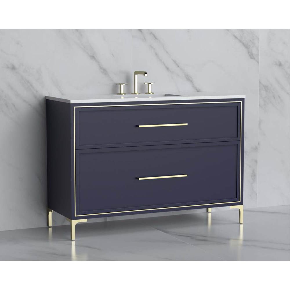 Madeli - Madeli Profile 48C'' Free standing Vanity Cabinet in Sapphire/HW: Handle & Feet Polished Nickel(PN) - Sapphire With Polished Nickel
