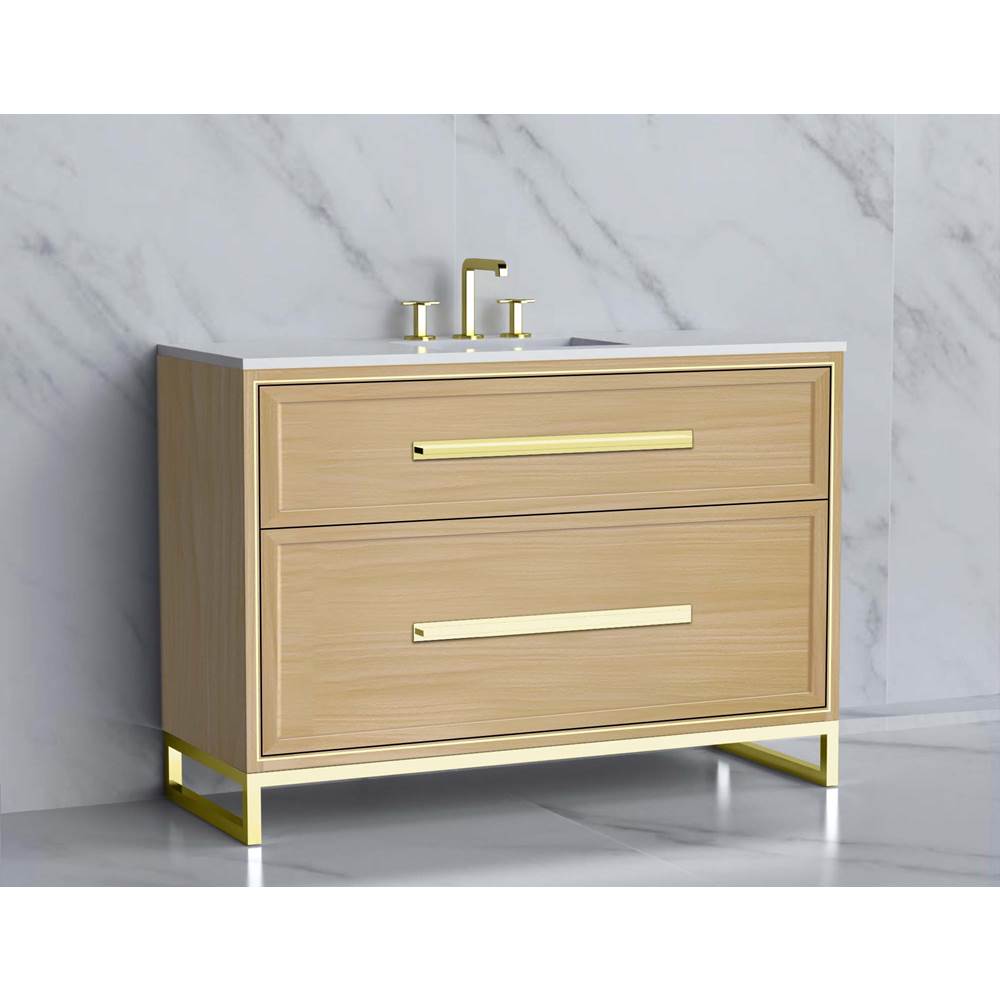 Madeli - Madeli Profile 48D'' Free standing Vanity Cabinet in Natural Oak/HW: Handle & Feet Polished Nickel(PN) - Natural Oak With Polished Nickel