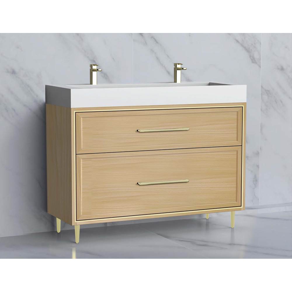Madeli - Madeli Profile 48D'' Free standing Vanity Cabinet in Natural Oak/HW: Handle & Feet Matte Black(MB) - Natural Oak With Matte Black
