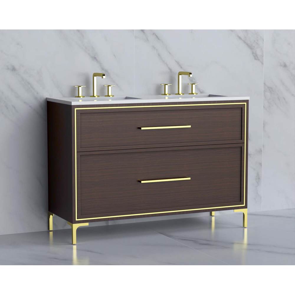 Madeli - Madeli Profile 48D'' Free standing Vanity Cabinet in Walnut/HW: Handle & Feet Polished Chrome(PC) - Walnut With Polished Chrome