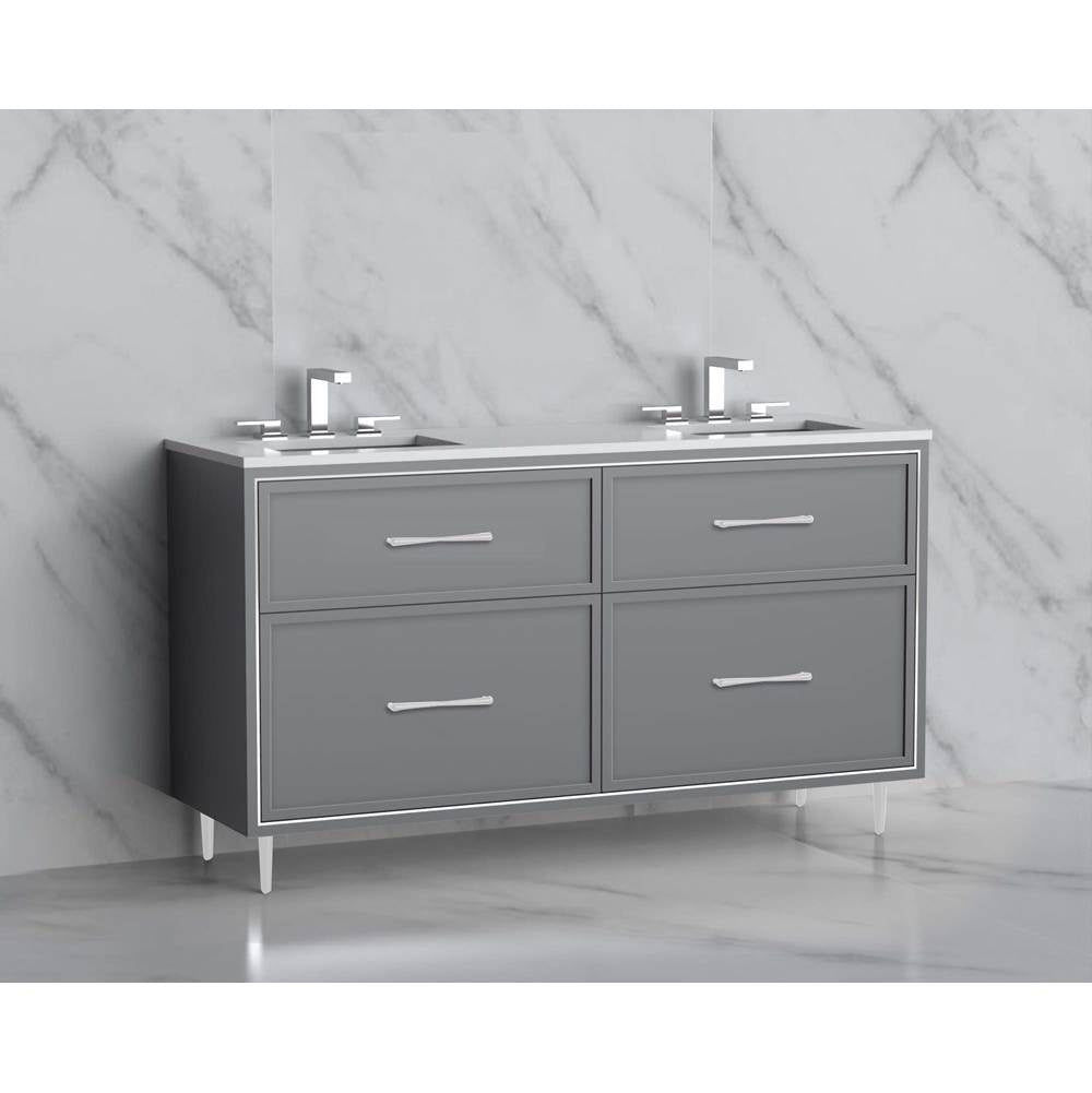 Madeli - Madeli Profile 60D'' Free standing Vanity Cabinet in Studio Grey/HW: Handles/Feet in Matte Black(MB) - Studio Gray With Matte Black