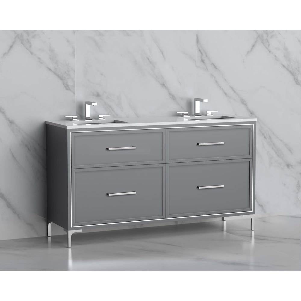 Madeli - Madeli Profile 60D'' Free standing Vanity Cabinet in Studio Grey/HW: Handles/Feet in Matte Black(MB) - Studio Gray With Matte Black