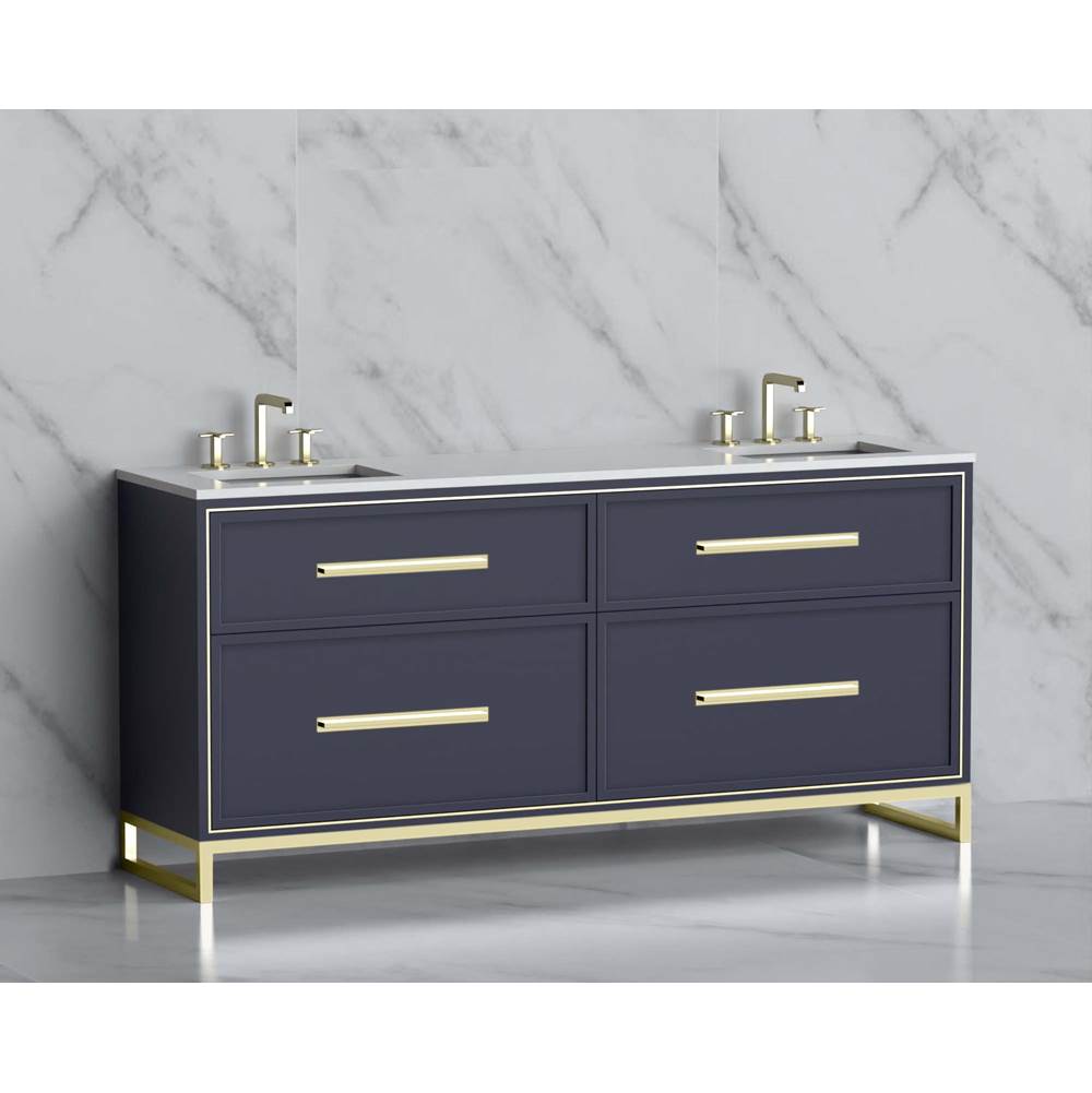 Madeli - Madeli Profile 72'' Free standing Vanity Cabinet in Sapphire/HW: Handle & Feet Polished Chrome(PC) - Sapphire With Polished Chrome