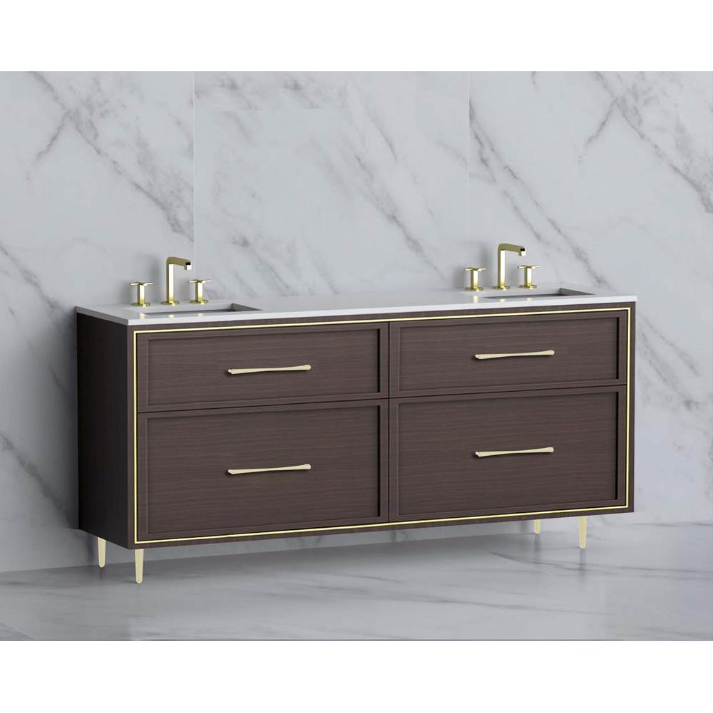 Madeli - Madeli Profile 72'' Free standing Vanity Cabinet in Walnut/HW: Handle & Feet Polished Nickel(PN) - Walnut With Polished Nickel