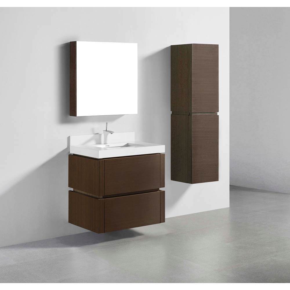 Madeli - Madeli Cube 30'' Wall hung Vanity Cabinet in Walnut Finish - Walnut