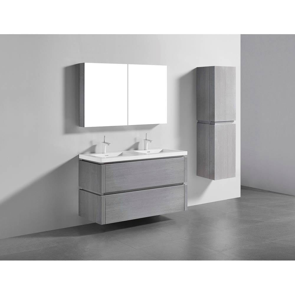 Madeli - Madeli Cube 48D'' Wall hung Vanity Cabinet in Ash Grey Finish - Ash Grey