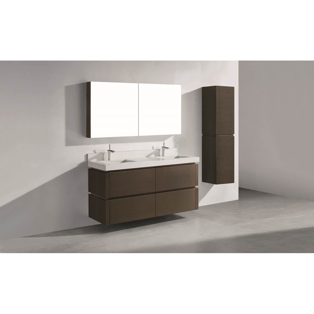 Madeli - Madeli Cube 60D'' Wall hung Vanity Cabinet in Walnut Finish - Walnut
