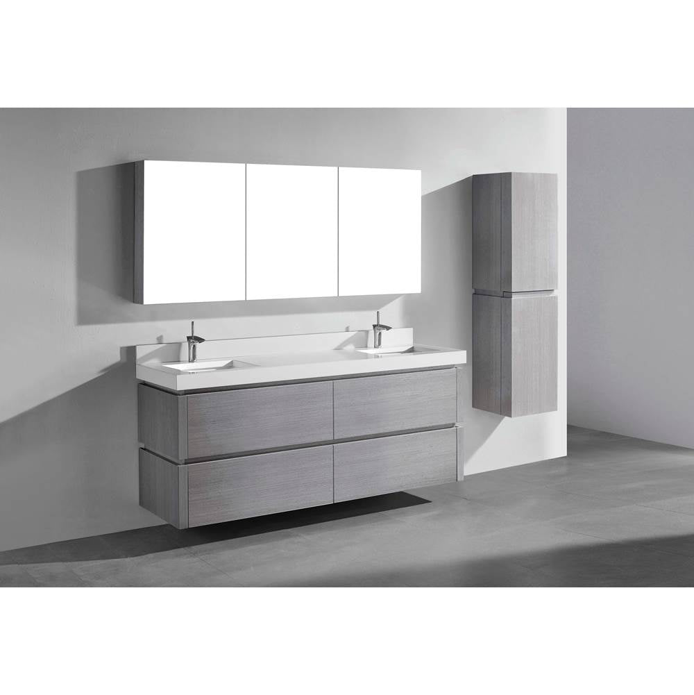 Madeli - Madeli Cube 72'' Wall hung Vanity Cabinet in Ash Grey Finish - Ash Grey