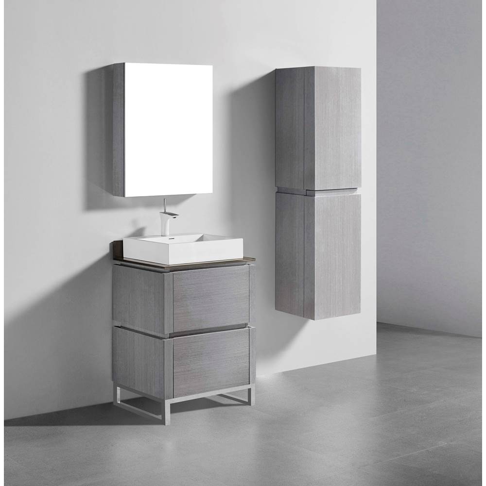 Madeli - Madeli Metro 24'' Free Standing Vanity in Ash Grey/HW: Matte Black(MB) - Ash Gray With Matte Black