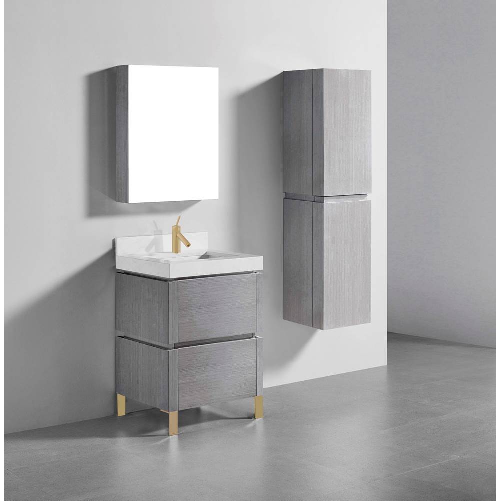 Madeli - Madeli Metro 24'' Free Standing Vanity in Ash Grey/HW: Satin Brass(SB) - Ash Gray With Satin Brass