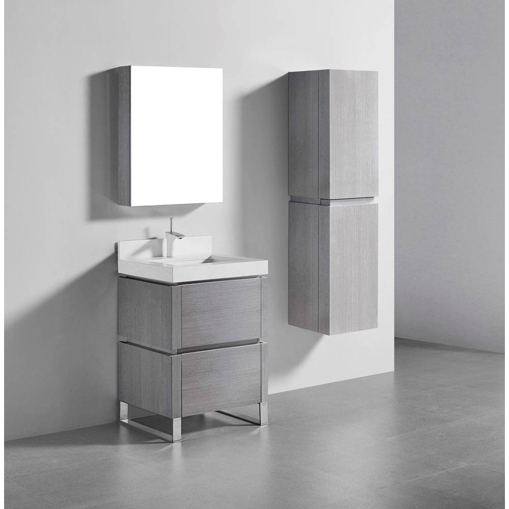 Madeli - Madeli Metro 24'' Free Standing Vanity in Ash Grey/HW: Satin Brass(SB) - Ash Gray With Satin Brass
