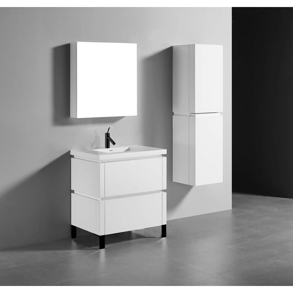 Madeli - Madeli Metro 30'' Free Standing Vanity in White/HW: Matte Black(MB) - White With Matte Black