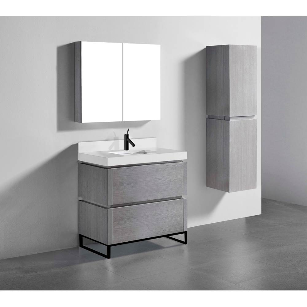 Madeli - Madeli Metro 36'' Free Standing Vanity in Ash Grey/HW: Matte Black(MB) - Ash Gray With Matte Black
