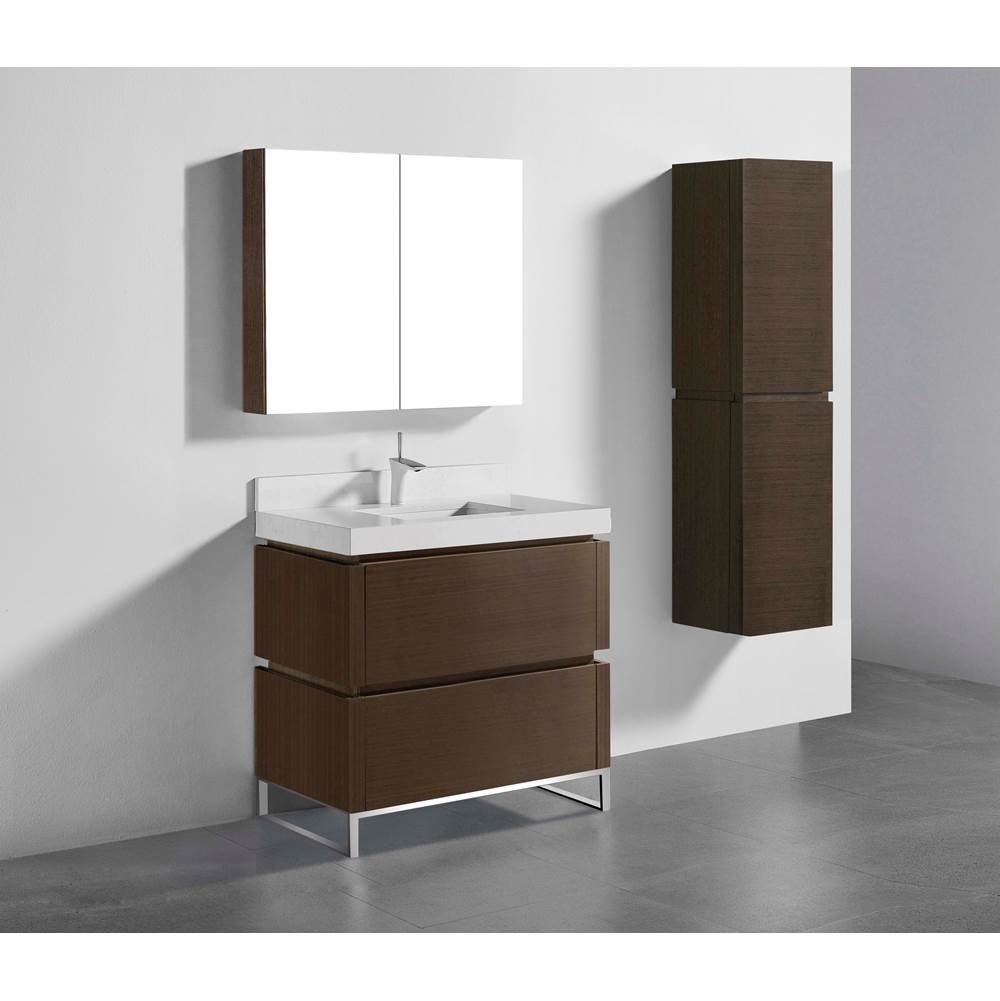 Madeli - Madeli Metro 36'' Free Standing Vanity in Walnut/HW: Brushed Nickel(BN) - Walnut With Brushed Nickel