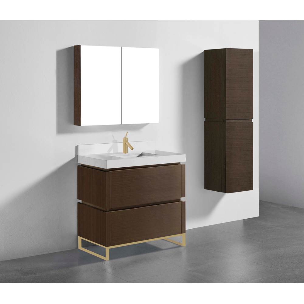 Madeli - Madeli Metro 36'' Free Standing Vanity in Walnut/HW: Satin Brass(SB) - Walnut With Satin Brass