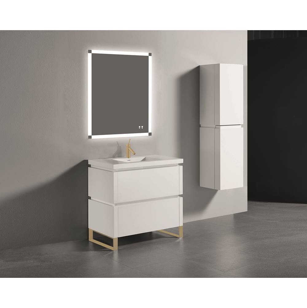 Madeli - Madeli Metro 36'' Free Standing Vanity in White/HW: Satin Brass(SB) - White With Satin Brass
