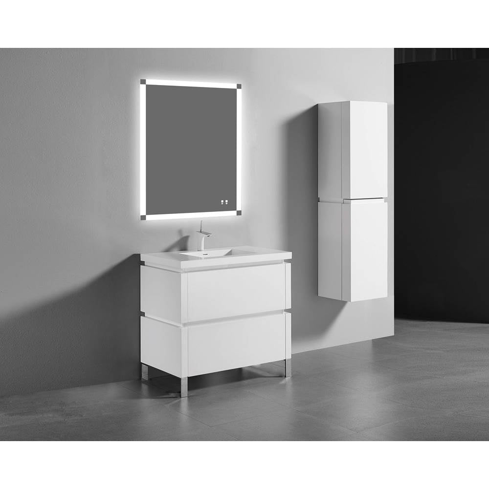 Madeli - Madeli Metro 42'' Free Standing Vanity in White/HW: Polished Nickel(PN) - White With Polished Nickel