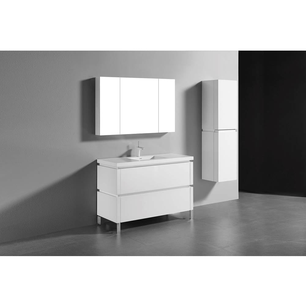 Madeli - Madeli Metro 48C'' Free Standing Vanity in White/HW: Polished Chrome(PC) - White With Polished Chrome