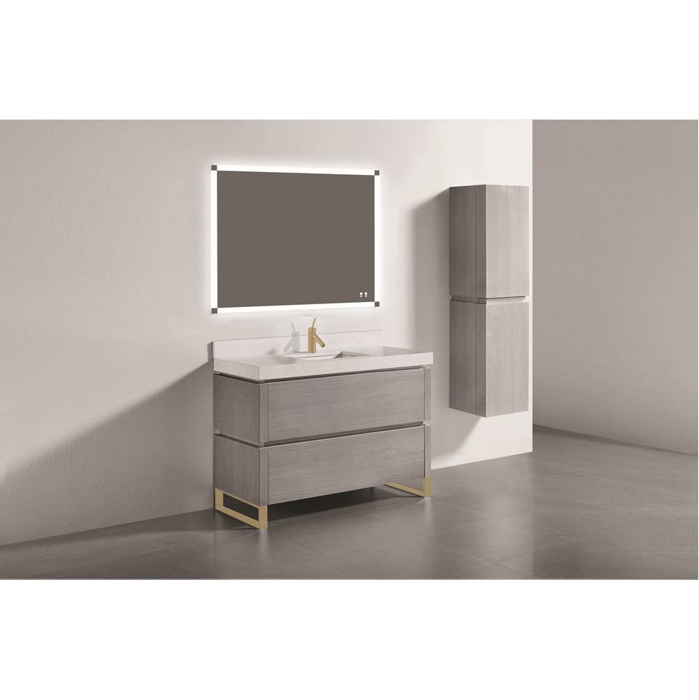 Madeli - Madeli Metro 48C'' Free Standing Vanity in Ash Grey/HW: Satin Brass(SB) - Ash Gray With Satin Brass
