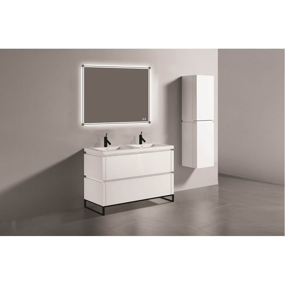 Madeli - Madeli Metro 48D'' Free Standing Vanity in White/HW: Polished Nickel(PN) - White With Polished Nickel