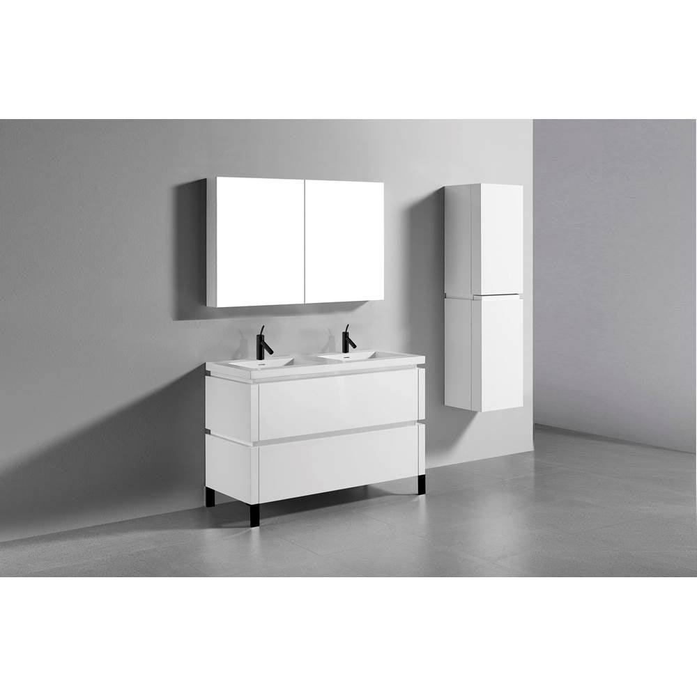 Madeli - Madeli Metro 48D'' Free Standing Vanity in White/HW: Matte Black(MB) - White With Matte Black