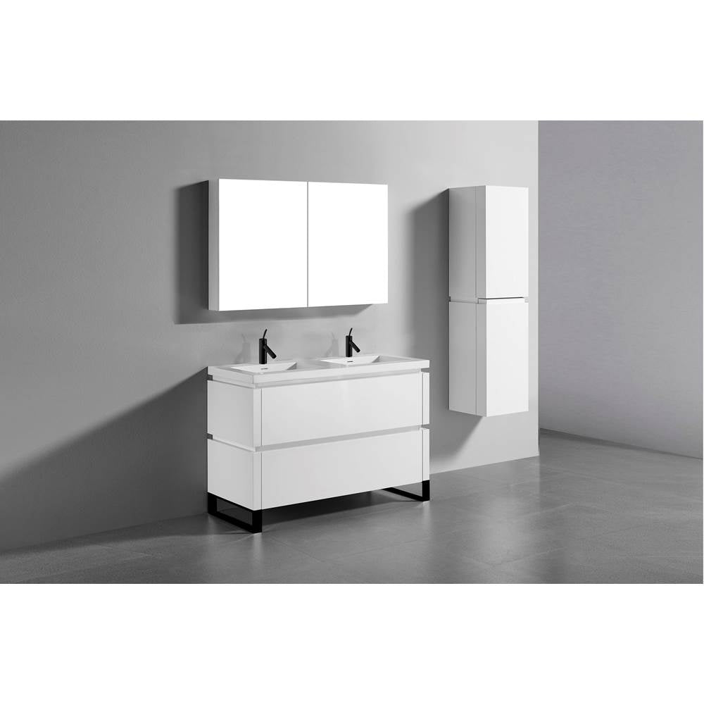 Madeli - Madeli Metro 48D'' Free Standing Vanity in White/HW: Matte Black(MB) - White With Matte Black
