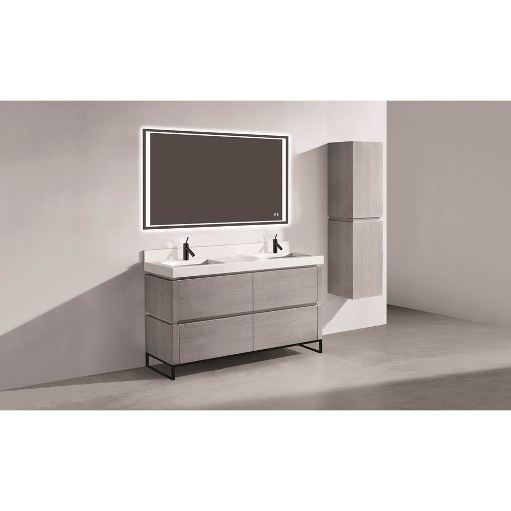 Madeli - Madeli Metro 60D'' Free Standing Vanity in Ash Grey/HW: Matte Black(MB) - Ash Gray With Matte Black