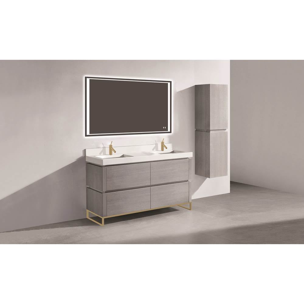 Madeli - Madeli Metro 60D'' Free Standing Vanity in Ash Grey/HW: Satin Brass(SB) - Ash Gray With Satin Brass