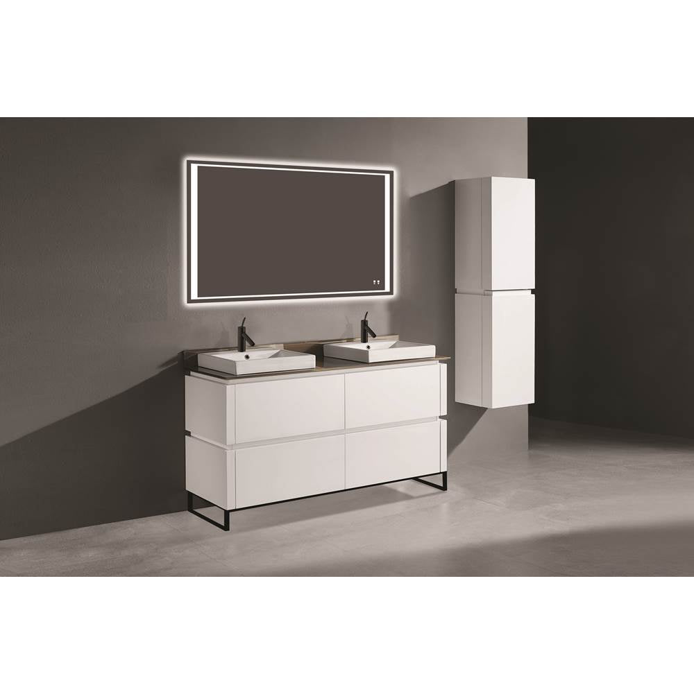 Madeli - Madeli Metro 60D'' Free Standing Vanity in White/HW: Polished Nickel(PN) - White With Polished Nickel