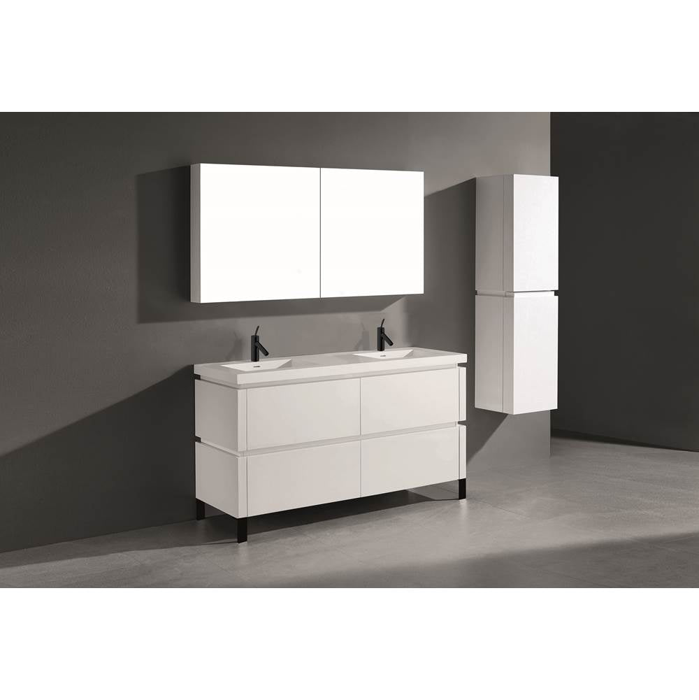 Madeli - Madeli Metro 60D'' Free Standing Vanity in White/HW: Polished Chrome(PC) - White With Polished Chrome