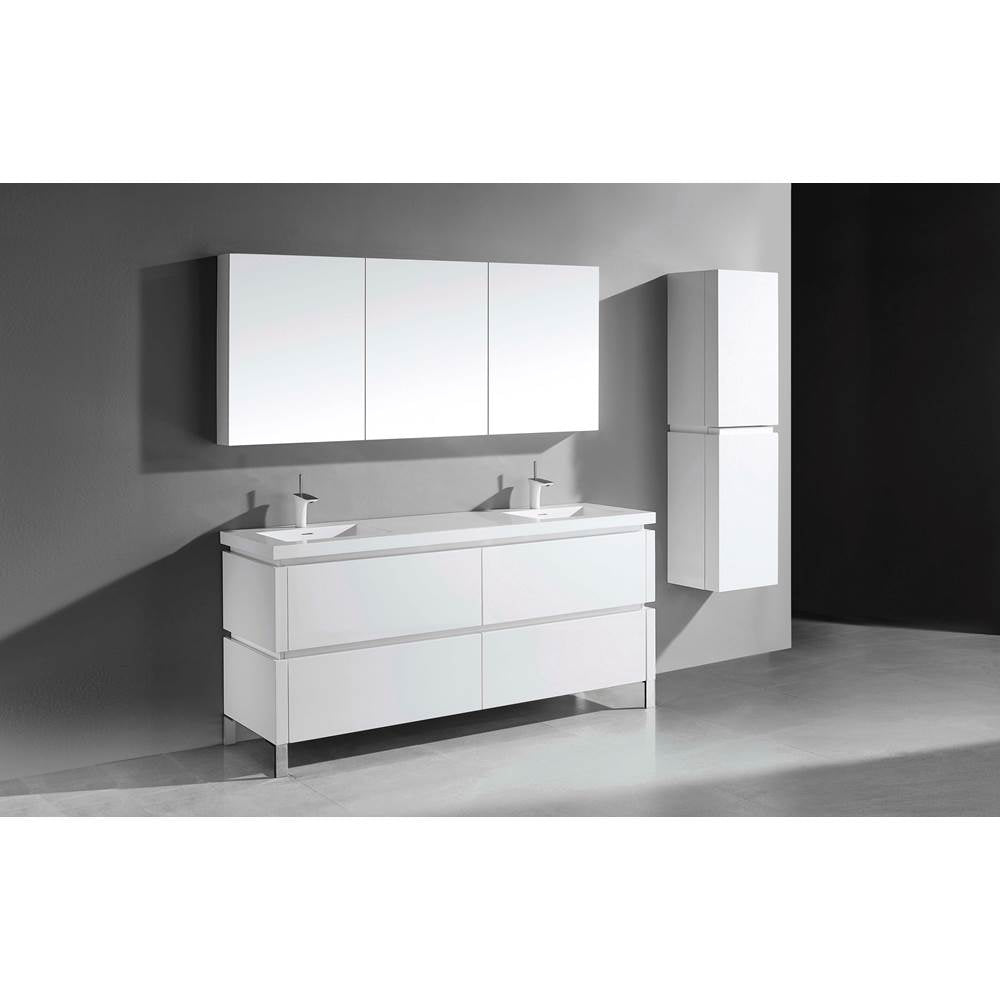 Madeli - Madeli Metro 72'' Free Standing Vanity in White/HW: Polished Chrome(PC) - White With Polished Chrome