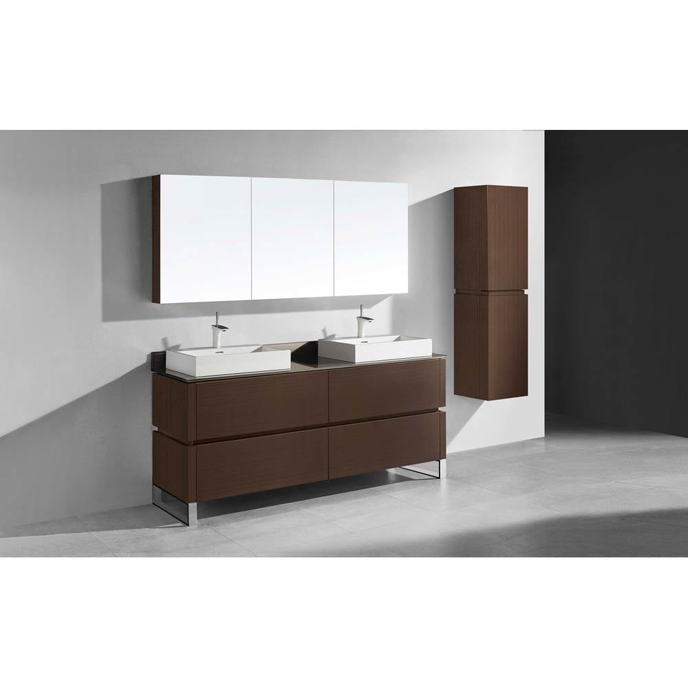 Madeli - Madeli Metro 72'' Free Standing Vanity in Walnut/HW: Polished Chrome(PC) - Walnut With Polished Chrome