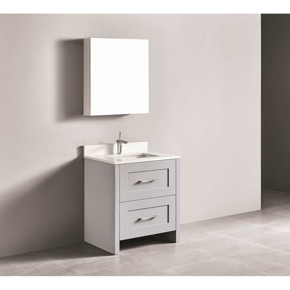 Madeli - Madeli Retro 30'' Free Standing Vanity Whisper Grey/HW: Polished Nickel(PN) - Whisper Gray With Polished Nickel