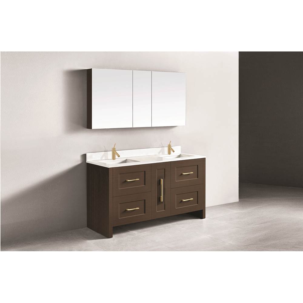 Madeli - Madeli Retro 60D'' Free Standing Vanity Walnut/HW: Matte Black(MB) - Walnut With Matte Black