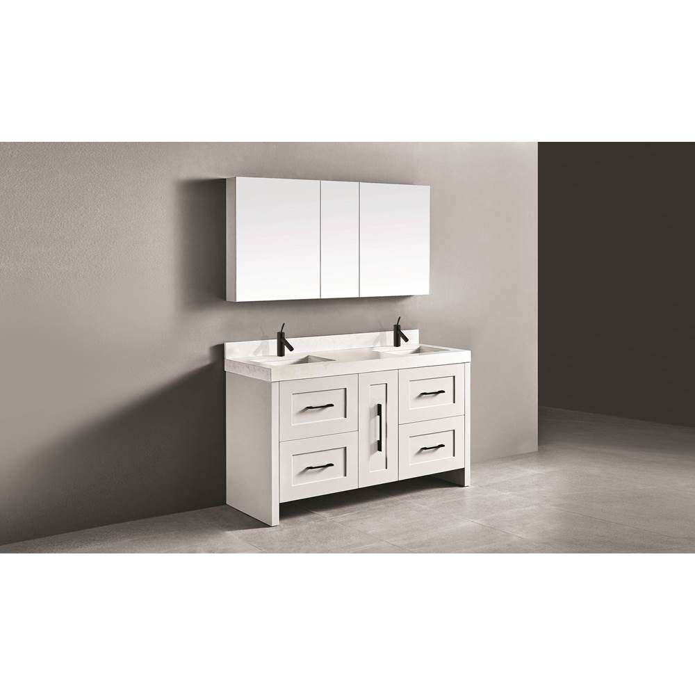 Madeli - Madeli Retro 60D'' Free Standing Vanity White/HW: Polished Chrome(PC) - White With Polished Chrome