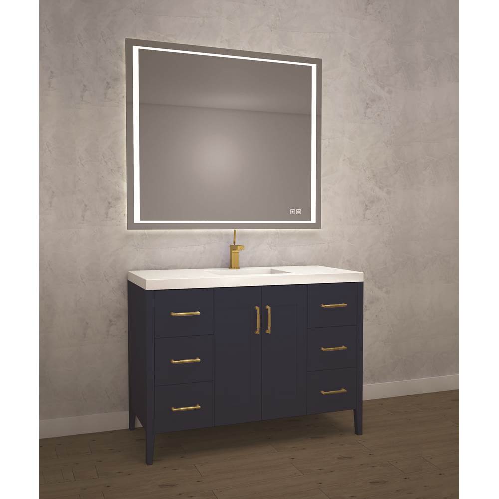Madeli - Madeli Encore 48C'' Free standing Vanity Sapphire/HW: Satin Brass(SB) - Sapphire With Satin Brass