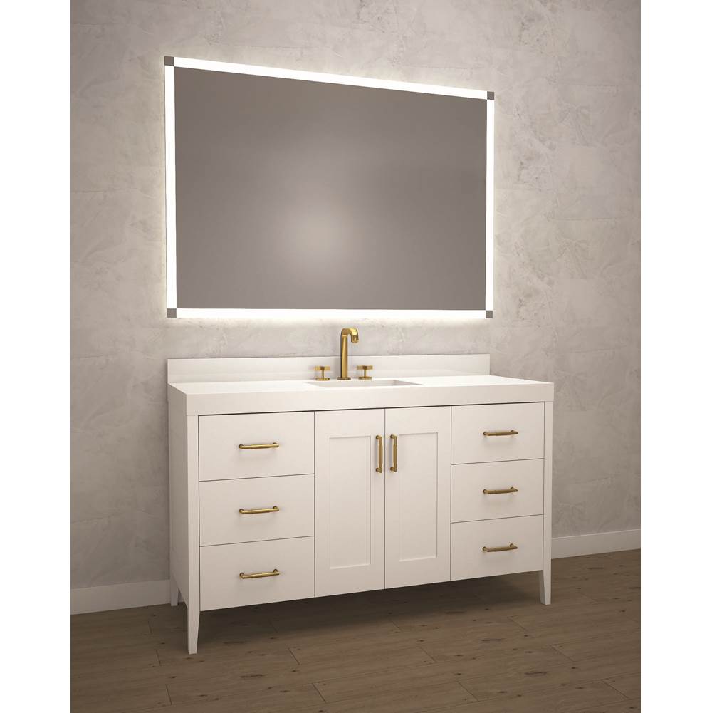 Madeli - Madeli Encore 60C'' Free Standing Vanity White/HW: Brushed Nickel(BN) - White With Brushed Nickel