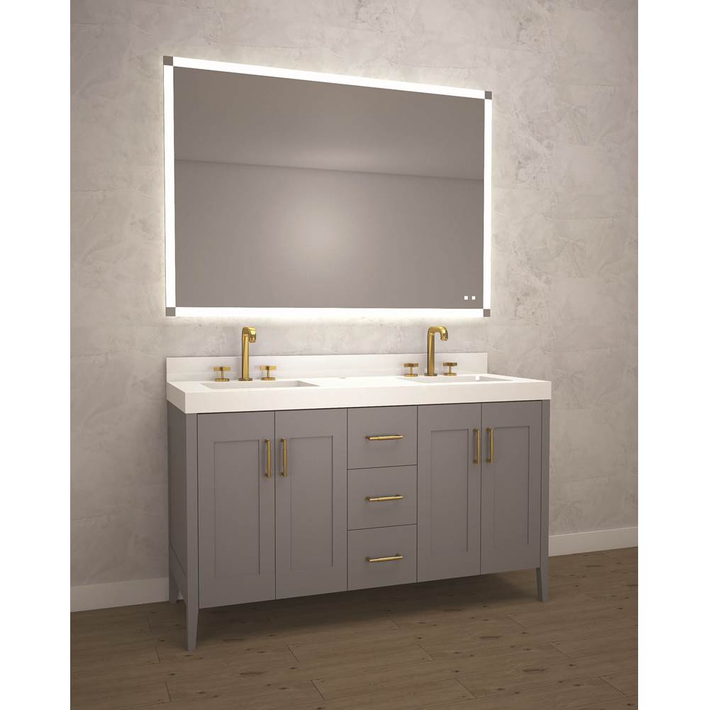 Madeli - Madeli Encore 60D'' Free Standing Vanity Studio Grey/HW: Polished Nickel(PN) - Studio Gray With Polished Nickel